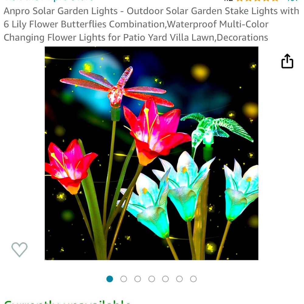 Anpro Outdoor Solar LED 2-pack of 3 Flowers Garden Lights Waterproof